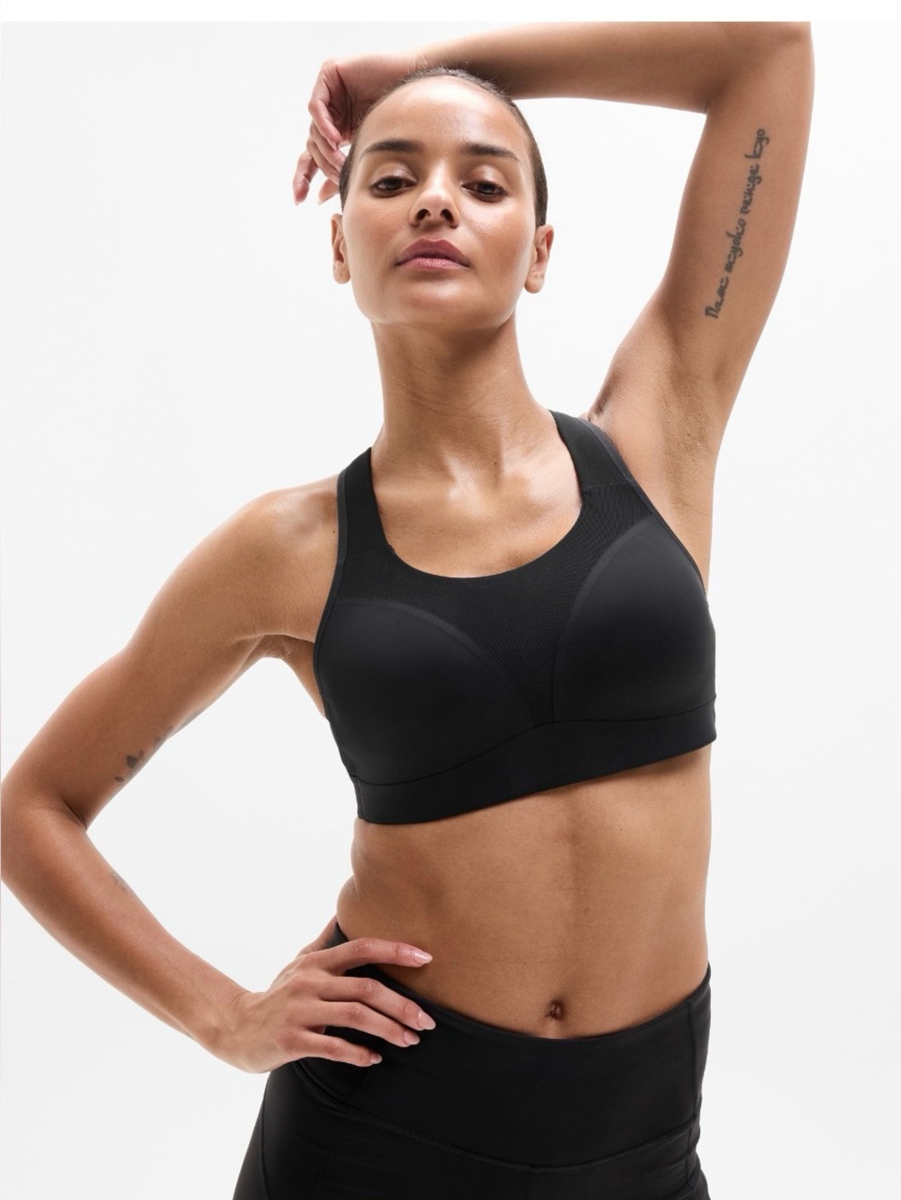 Athleta Black High-Impact Sports Bra with Mesh Panel NWOT